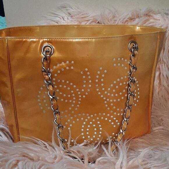 CHANEL Gold Tote with Silver Chain - Picture 1 of 16
